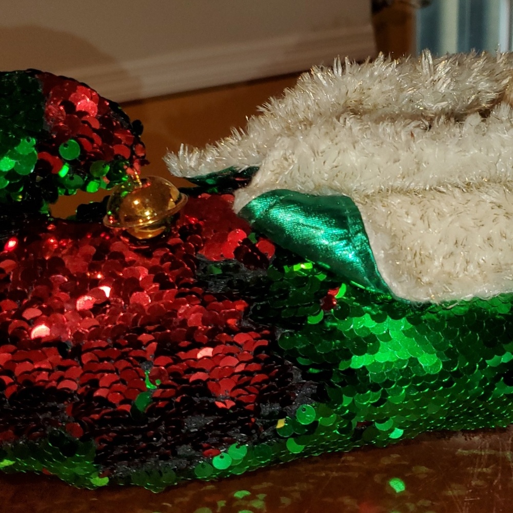 Christmas Elf Flip Sequins Size XL Jingle Bells